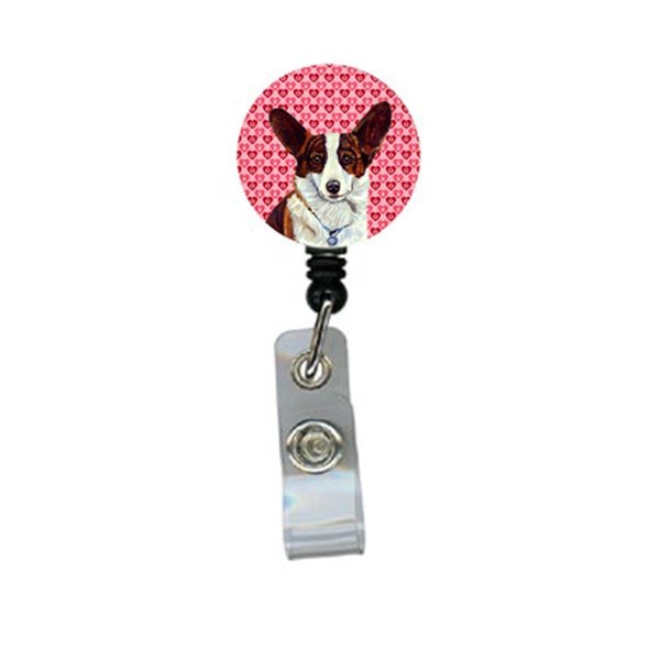 Teachers Aid Corgi Valentines Love and Hearts Retractable Badge Reel or ID Holder with Clip TE238863